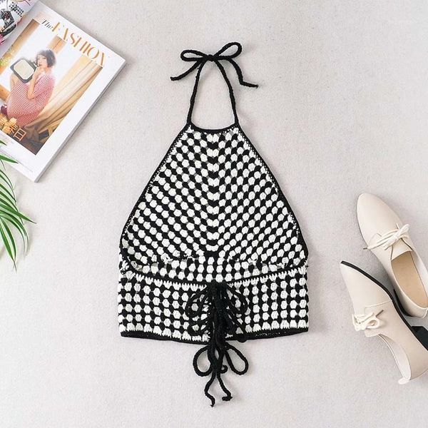 french 2020 summer new women's slimming blogger hand crochet big backless hanging neck camisole1, White
french 2020 summer new women's slimming blogger hand crochet big backless hanging neck camisole1, White