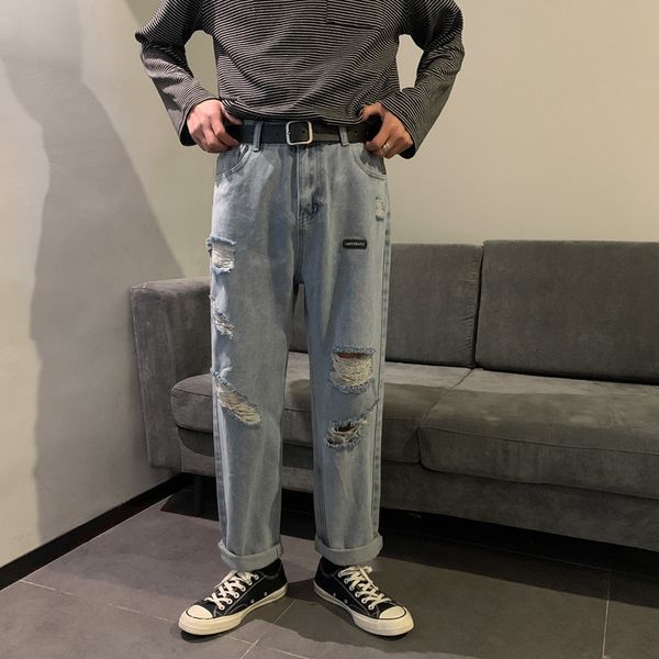 high street net red big hole heavy washing damage beggar jeans slim leggings student cowboy man, Blue
high street net red big hole heavy washing damage beggar jeans slim leggings student cowboy man, Blue