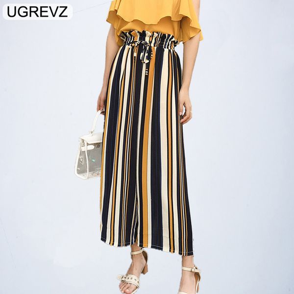 ugrevz new ruffle waist striped wide leg pants summer elastic waist belted bow loose long trousers women high waist pants y19070101, Black;white
ugrevz new ruffle waist striped wide leg pants summer elastic waist belted bow loose long trousers women high waist pants y19070101, Black;white