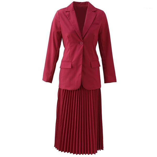 goodlishowsi business wear women skirt suits rose red one button suit coat + pleated midi skirt matching sets1, White;black
goodlishowsi business wear women skirt suits rose red one button suit coat + pleated midi skirt matching sets1, White;black