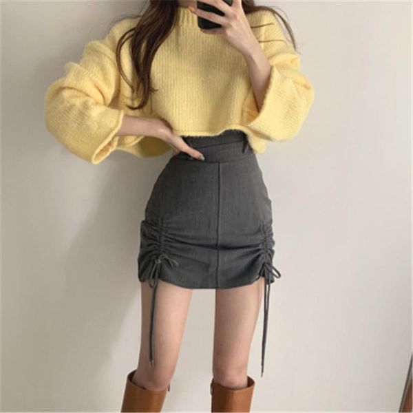 women's sweaters short simple solid batwing sleeve for ladies +high waist drawstring pu leather skirt winter stylish sets, White;black
women's sweaters short simple solid batwing sleeve for ladies +high waist drawstring pu leather skirt winter stylish sets, White;black