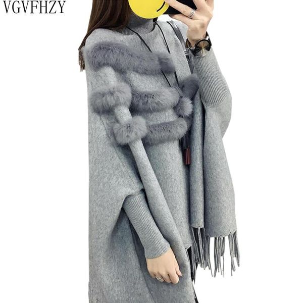 women's sweaters women turtleneck winter sweater 2021 fashion real fur cloak pullover lady bat sleeves tassel poncho knitwear, White;black
women's sweaters women turtleneck winter sweater 2021 fashion real fur cloak pullover lady bat sleeves tassel poncho knitwear, White;black