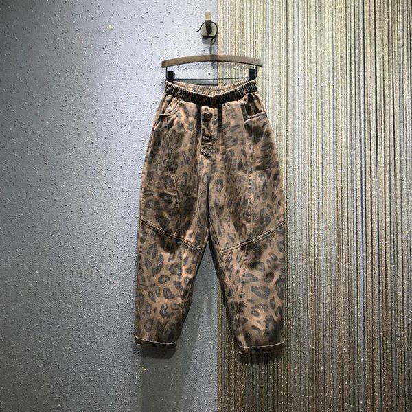 autumn new fashion women elastic waist loose leopard print vintage jeans all-matched casual cotton denim harem pants s462, Blue
autumn new fashion women elastic waist loose leopard print vintage jeans all-matched casual cotton denim harem pants s462, Blue