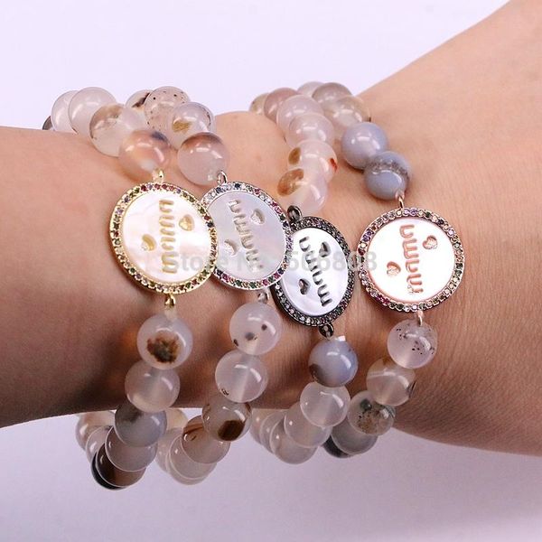 charm bracelets 6pcs zyz-b2613 "mama" jewelry bracelet colorful cz micro pave round shell with agates stone women, Golden;silver
charm bracelets 6pcs zyz-b2613 "mama" jewelry bracelet colorful cz micro pave round shell with agates stone women, Golden;silver