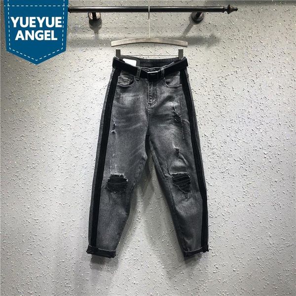 european side stripe beggar hole ripped jeans woman spring summer loose fit baggy denim harem pants hip hop trousers femme, Blue
european side stripe beggar hole ripped jeans woman spring summer loose fit baggy denim harem pants hip hop trousers femme, Blue
