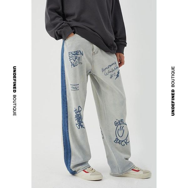 men's jeans undefined baggy men high street graffiti hip hop straight wide printed couple, Blue
men's jeans undefined baggy men high street graffiti hip hop straight wide printed couple, Blue