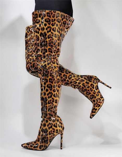woman leopard super long boots thin heels pointed toe over the knee boots zipper back loose v botas shoes real ps, Black
woman leopard super long boots thin heels pointed toe over the knee boots zipper back loose v botas shoes real ps, Black