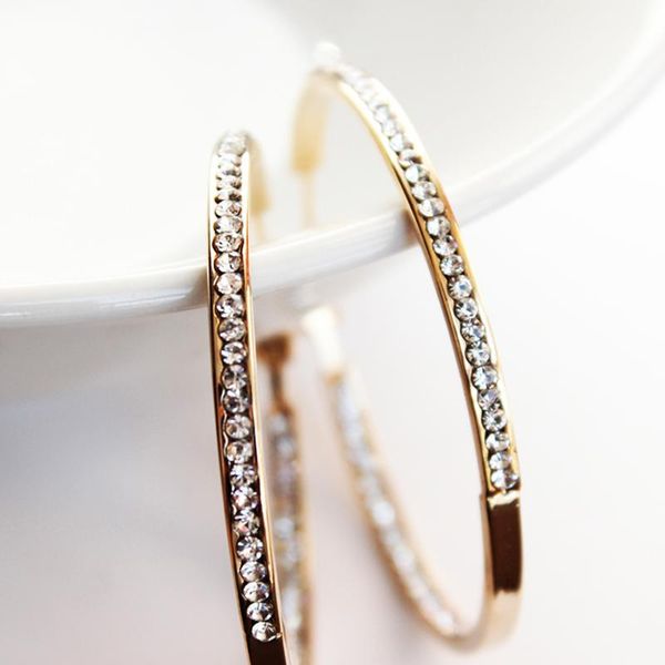 hoop & huggie 1 pair real g old plated 30-80mm fashion elegant round crystal big huge earrings women party jewelry, Golden;silver
hoop & huggie 1 pair real g old plated 30-80mm fashion elegant round crystal big huge earrings women party jewelry, Golden;silver