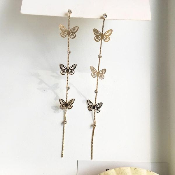 temperament simple long metal hollow butterfly rhinestones tassel earrings personality fashion women girl jewelry accessories, Silver
temperament simple long metal hollow butterfly rhinestones tassel earrings personality fashion women girl jewelry accessories, Silver