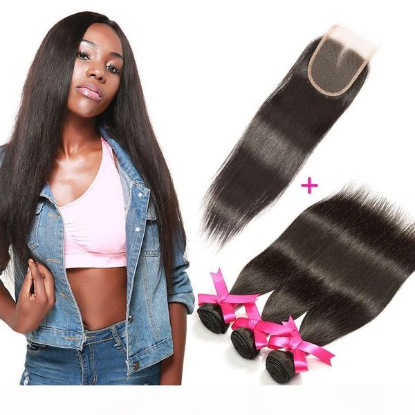 brazilian straight human hair weaves extensions natural color 3 bundles with closure part double weft 100g, Black
brazilian straight human hair weaves extensions natural color 3 bundles with closure part double weft 100g, Black