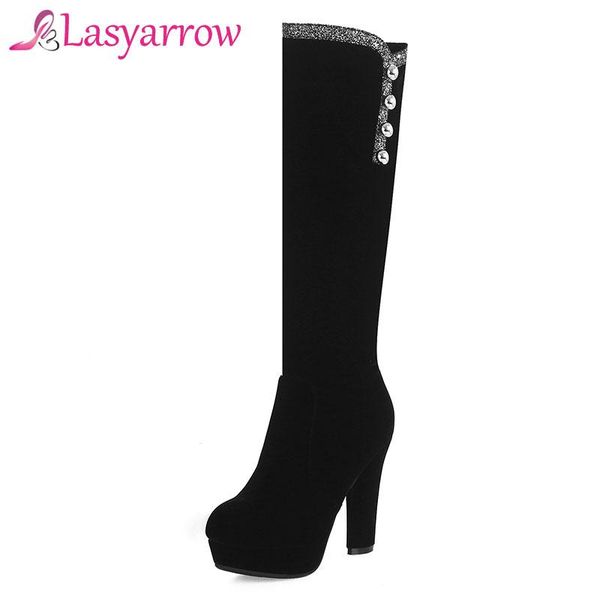 lasyarrow осень зима женщины обувь сплошной черный mid calf boots для женщин толстые высокие каблуки круглый toe платформы женская обувь, Black
lasyarrow осень зима женщины обувь сплошной черный mid calf boots для женщин толстые высокие каблуки круглый toe платформы женская обувь, Black