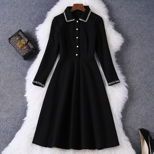 casual dresses 2021 women's fashion all-match stand-up collar single-breasted mid-length a-line skirt solid color long sleeves, Black;gray
casual dresses 2021 women's fashion all-match stand-up collar single-breasted mid-length a-line skirt solid color long sleeves, Black;gray