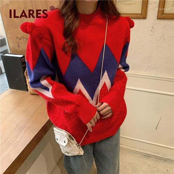 ilares 2020 winter korean style splicing christmas keep warm vintage thicken loose round neck long sleeve sweater women1, White;black
ilares 2020 winter korean style splicing christmas keep warm vintage thicken loose round neck long sleeve sweater women1, White;black