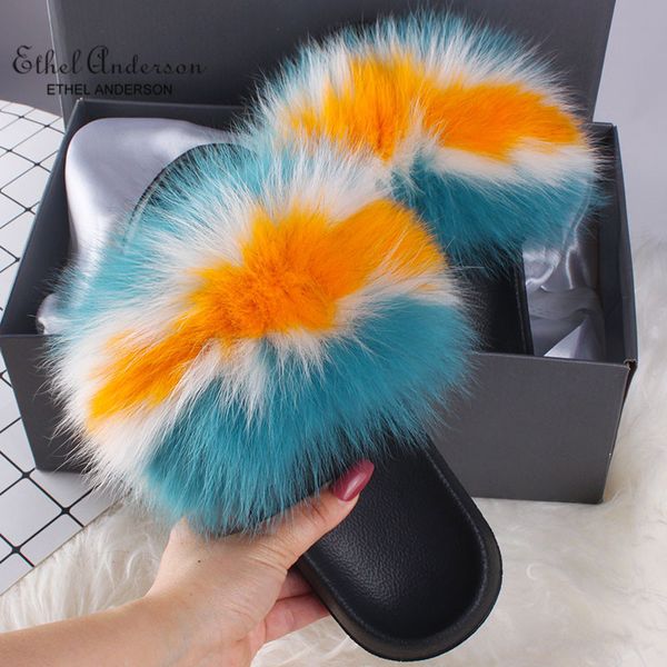 wholesale 100% real fox fur slippers slides women's luxurious flip flops plus fur sandals flat shoes x1020, Black
wholesale 100% real fox fur slippers slides women's luxurious flip flops plus fur sandals flat shoes x1020, Black