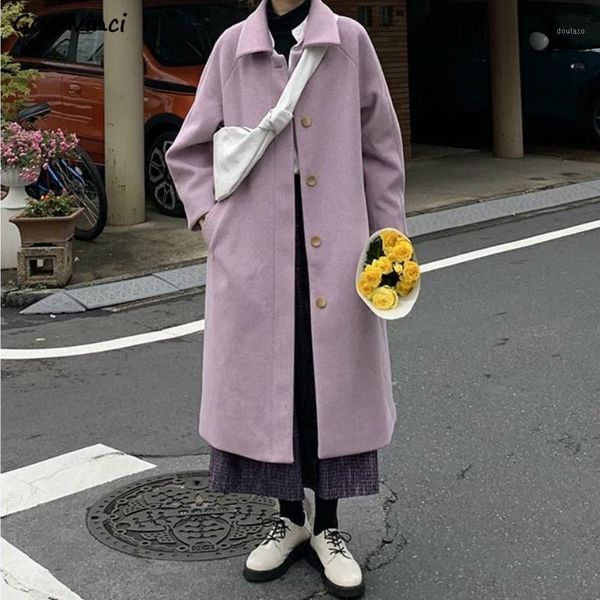 women wool blends fashion elegant plain purple long thickening coat ulzzang single breasted solid loose wide-waisted leisure new1, Black
women wool blends fashion elegant plain purple long thickening coat ulzzang single breasted solid loose wide-waisted leisure new1, Black