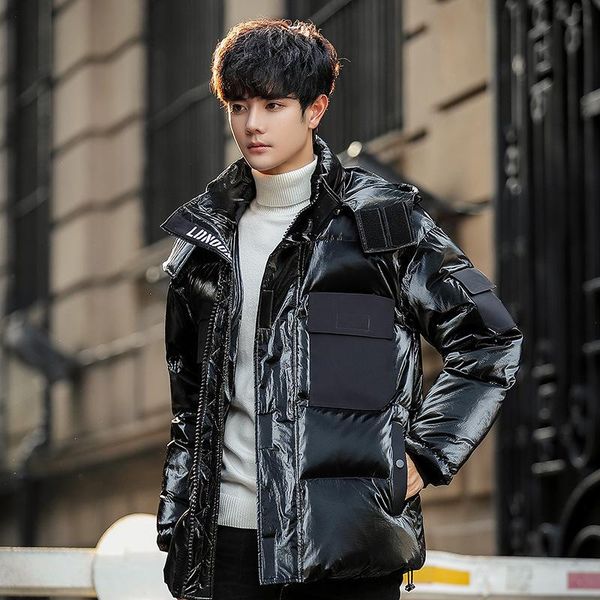men's down & parkas jacket bright face coat in winter 2021 korean hoodie short warm and thick top, Black
men's down & parkas jacket bright face coat in winter 2021 korean hoodie short warm and thick top, Black