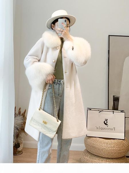 oftbuy 2020 women winter jacket real granule sheep shearing coat natural fox fur collar streetwear thick warm outerwear casual, Black
oftbuy 2020 women winter jacket real granule sheep shearing coat natural fox fur collar streetwear thick warm outerwear casual, Black