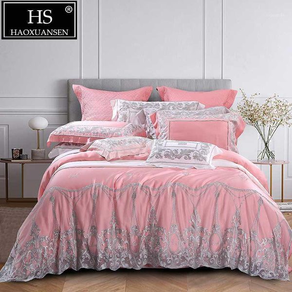 pink 100% tencel lyocell lace princess 4 piece bedding sets 800 thread count wedding bed linens king size double sheets1
pink 100% tencel lyocell lace princess 4 piece bedding sets 800 thread count wedding bed linens king size double sheets1