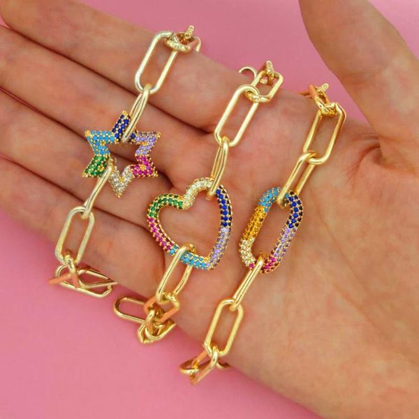 charm bracelets rainbow oval star heart carabiner bracelet woman cz pave screw clasp boho jewerly geometric link chain pulsera arcoiris, Golden;silver
charm bracelets rainbow oval star heart carabiner bracelet woman cz pave screw clasp boho jewerly geometric link chain pulsera arcoiris, Golden;silver