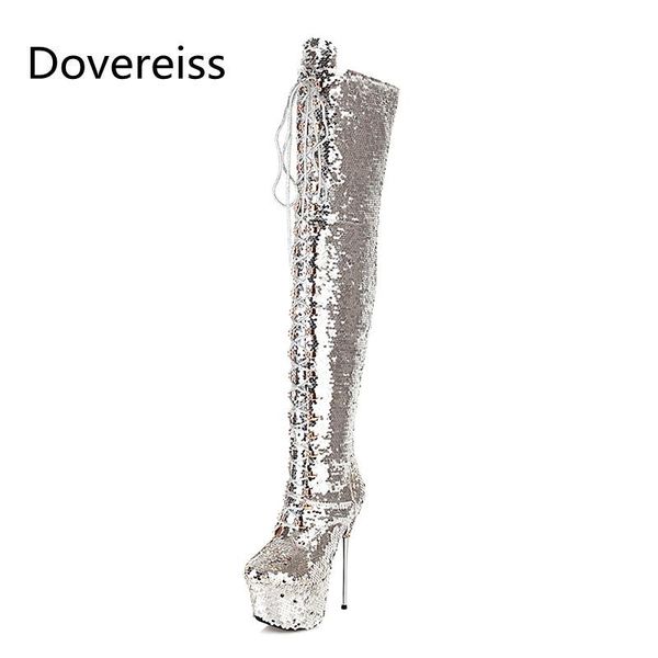 boots dovereiss fashion women's shoes winter pointed toe zipper cross tied bling-bling over the knee stilettos heels 32-43, Black
boots dovereiss fashion women's shoes winter pointed toe zipper cross tied bling-bling over the knee stilettos heels 32-43, Black