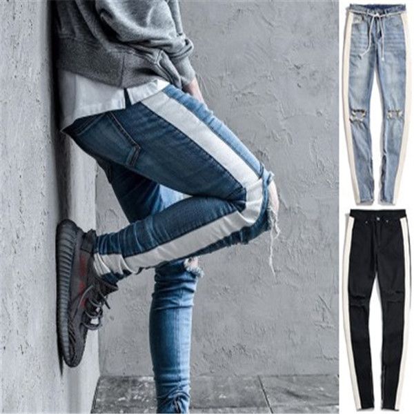 mens jeans blue black side stripe hole retro slim fashion denim pants ripped distressed slim pencil pants motorcycle pants
mens jeans blue black side stripe hole retro slim fashion denim pants ripped distressed slim pencil pants motorcycle pants