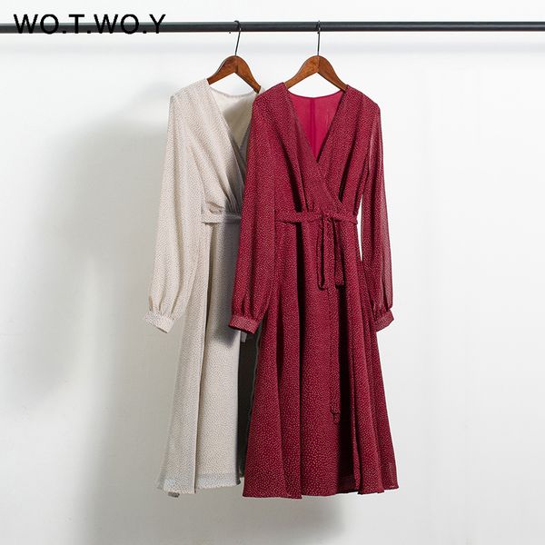 wotwoy 2020 bohemian dot print dresses women summer cross v-neck sashes mid-calf dress lady long sleeve button dresses female y0118, Black;gray
wotwoy 2020 bohemian dot print dresses women summer cross v-neck sashes mid-calf dress lady long sleeve button dresses female y0118, Black;gray