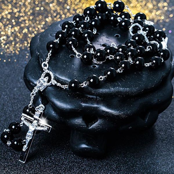 trendy necklaces black stone wood beads with black stone cross pendant rosary necklace men woman mala jewelry1, Silver
trendy necklaces black stone wood beads with black stone cross pendant rosary necklace men woman mala jewelry1, Silver