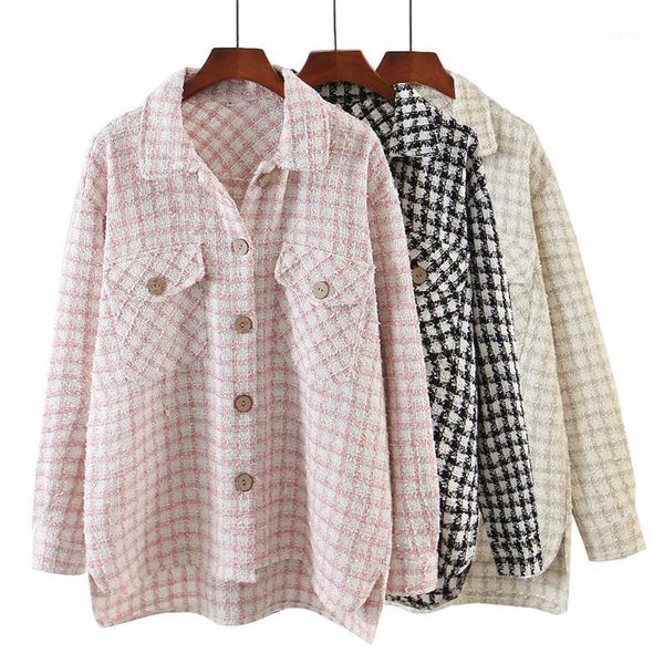 women black and white houndstooth oversized tweed jacket woolen blend plaid shirt coat checked overshirt outerwear fall1, Black;brown
women black and white houndstooth oversized tweed jacket woolen blend plaid shirt coat checked overshirt outerwear fall1, Black;brown