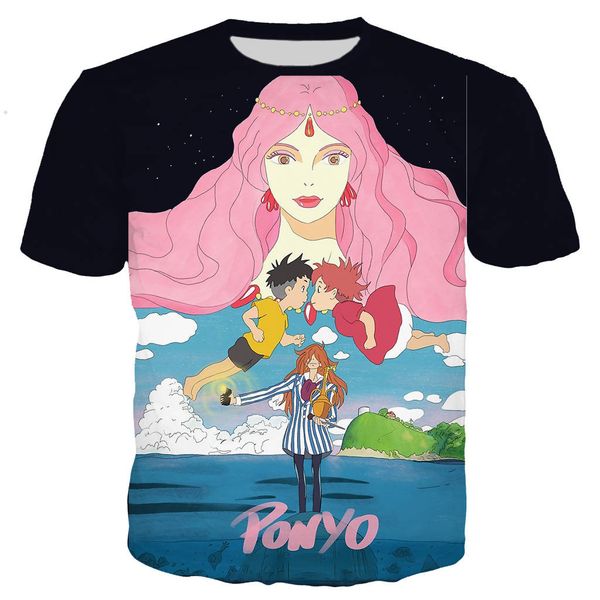 cartoon ponyo on the cliff 3d print shirts hippie horror graphic men clothing