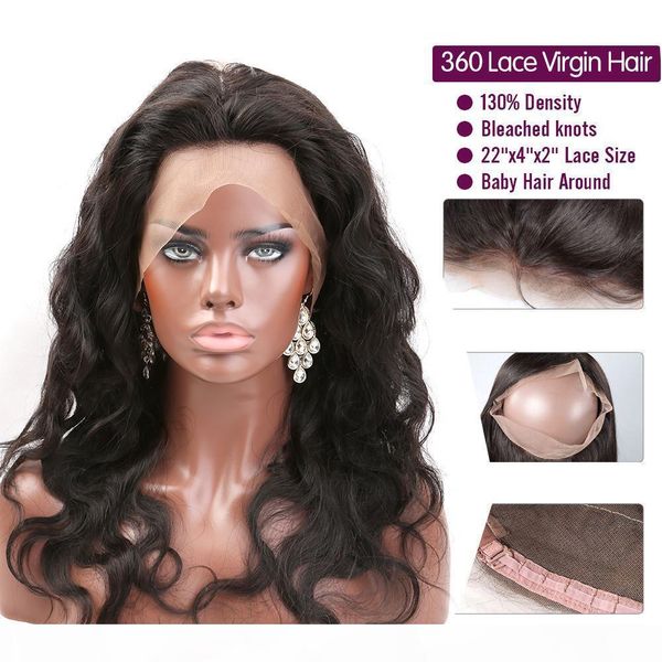 360 lace frontal wig 22*4*2inch body wave peruvian human hair greatremy adjustable full lace band frontal with baby hair (only to u.s, Black
360 lace frontal wig 22*4*2inch body wave peruvian human hair greatremy adjustable full lace band frontal with baby hair (only to u.s, Black
