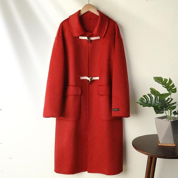 2020 spring new double-sided cashmere coat women's medium and long coat korean hepburn horn button wool1, Black
2020 spring new double-sided cashmere coat women's medium and long coat korean hepburn horn button wool1, Black