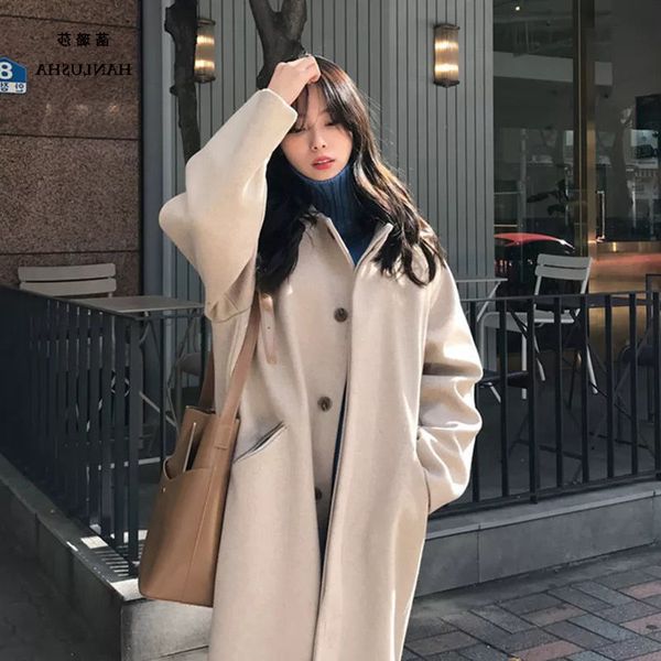 woolen coat female student korean style loose winter thickened long women's wool jacket fashion wild lady outerwear, Black
woolen coat female student korean style loose winter thickened long women's wool jacket fashion wild lady outerwear, Black