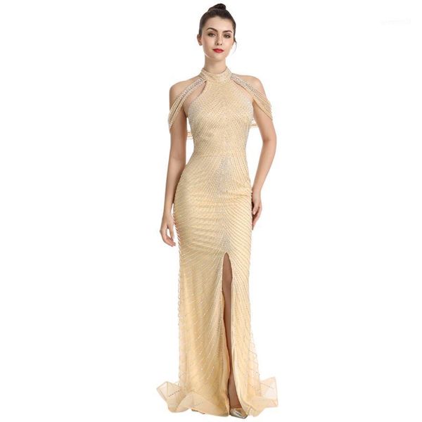 runway dresses backless celebrity high neck beaded front split luxurious trumpt robe de sequins evening party gowns zd20011, Black
runway dresses backless celebrity high neck beaded front split luxurious trumpt robe de sequins evening party gowns zd20011, Black