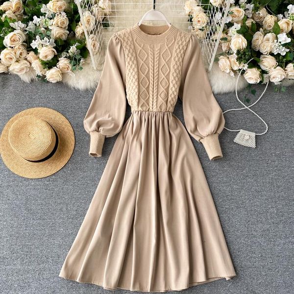 lady retro autumn and winter new a-line dress women fashion round neck long sleeves knit stitching high waist vestidos p856, Black;gray
lady retro autumn and winter new a-line dress women fashion round neck long sleeves knit stitching high waist vestidos p856, Black;gray
