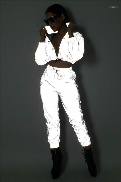 2019 women tracksuit zip reflective light jackets&shorts two pieces set or jumpsuit clubwear festival clothes plus size1, White
2019 women tracksuit zip reflective light jackets&shorts two pieces set or jumpsuit clubwear festival clothes plus size1, White