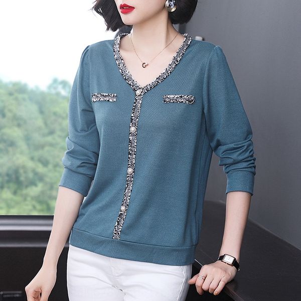 long sleeve t- t- shirt women's autumn dress 2020 new style fashionable small shirt middle aged mother v-neck temperament bottom coa, White
long sleeve t- t- shirt women's autumn dress 2020 new style fashionable small shirt middle aged mother v-neck temperament bottom coa, White