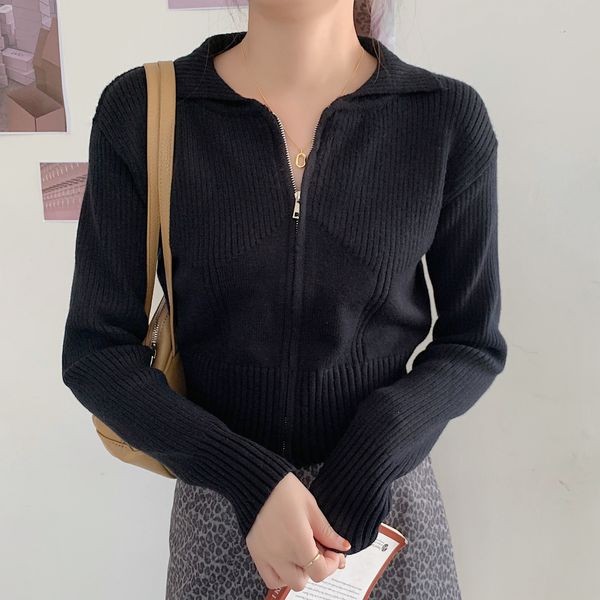 2021 new korean style of women zip upcardigans thin solid long sleeves waist cardigans office mrs winter sweaters l6uh, White;black
2021 new korean style of women zip upcardigans thin solid long sleeves waist cardigans office mrs winter sweaters l6uh, White;black