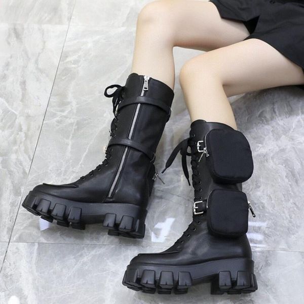 high platform knee high women boots fashion sport style side zip cool women motorcycle boots, Black
high platform knee high women boots fashion sport style side zip cool women motorcycle boots, Black