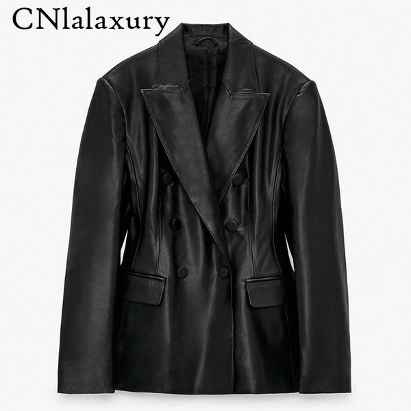 women new pu faux leather blazer double breasted vintage suit jacket autumn fashion slim elegant coat ladies outerwear chic 1, Black
women new pu faux leather blazer double breasted vintage suit jacket autumn fashion slim elegant coat ladies outerwear chic 1, Black