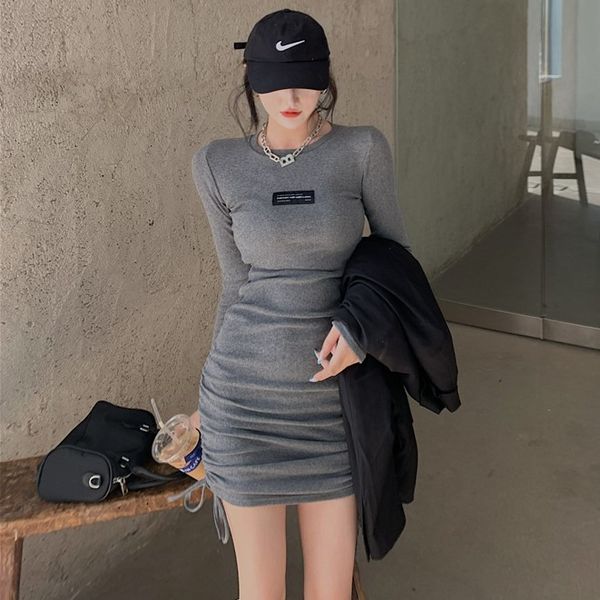new korean drawstring pleated long sleeve dress in autumn and winter 2020
new korean drawstring pleated long sleeve dress in autumn and winter 2020