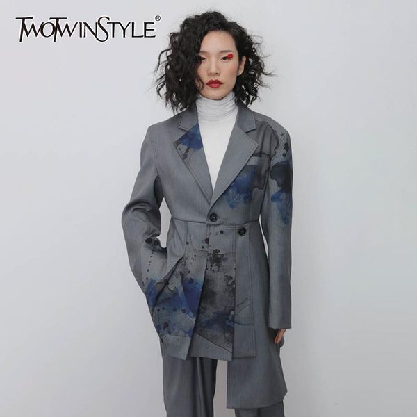 twotwinstyle casual print irregular blazers women notched long sleeve high waist asymmetrical suits for female fashion clothing lj201021, White;black
twotwinstyle casual print irregular blazers women notched long sleeve high waist asymmetrical suits for female fashion clothing lj201021, White;black