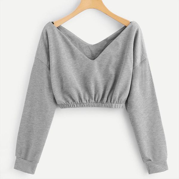 2020 summer crop women pullovers sweatshirt solid deep v neck long sleeve collect waist casual female camiseta new, Black
2020 summer crop women pullovers sweatshirt solid deep v neck long sleeve collect waist casual female camiseta new, Black