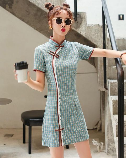 mini cheongsam improvement daily ladies low split qipao cotton lattice lace trim chinese traditional dress1, Red
mini cheongsam improvement daily ladies low split qipao cotton lattice lace trim chinese traditional dress1, Red