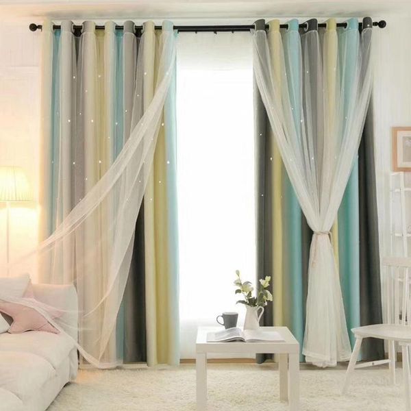household curtain double-layer curtain-shade cut out stars panel and gauze valance for bedroom living room home textile
household curtain double-layer curtain-shade cut out stars panel and gauze valance for bedroom living room home textile