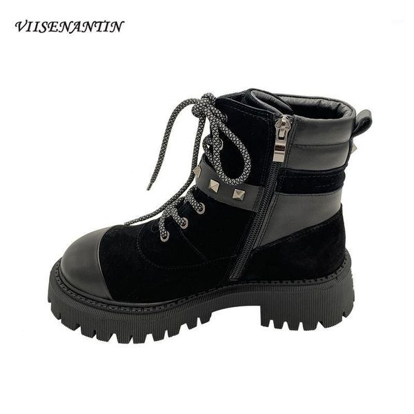 boots thick-soled lace-up flock rivet ankle women british style short solid thin frosted stitching1, Black
boots thick-soled lace-up flock rivet ankle women british style short solid thin frosted stitching1, Black