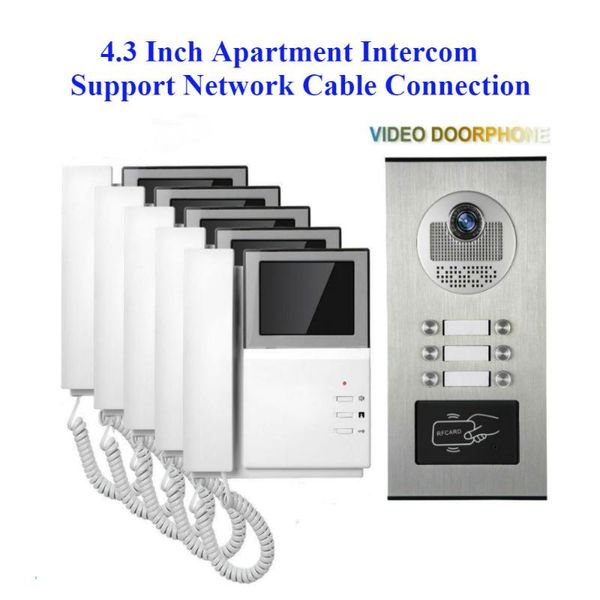smartyiba 4.3" video door phone 2 to 6 monitors for apartment families doorbell intercom kits rfid 700tvl ir camera doorphone
smartyiba 4.3" video door phone 2 to 6 monitors for apartment families doorbell intercom kits rfid 700tvl ir camera doorphone