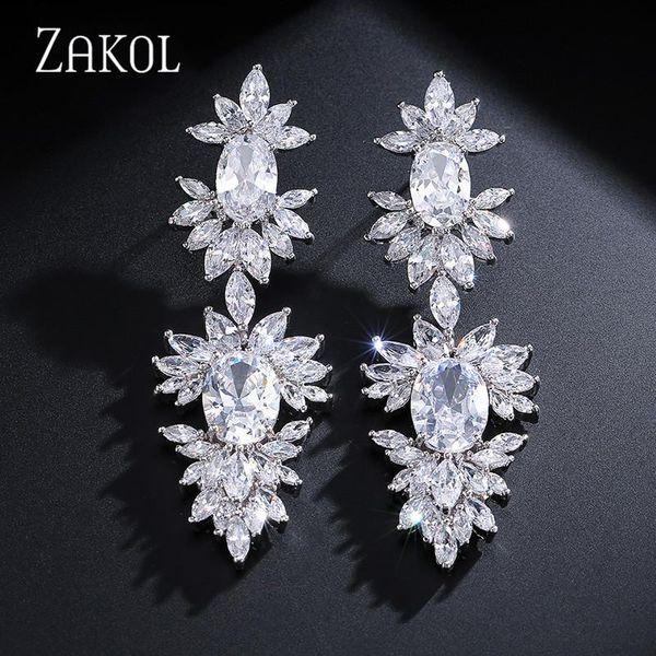 zakol luxury shinny zircon chandelier long dangle earrings for elegant women fashion cz leaf cluster bridal wedding jewelry, Silver
zakol luxury shinny zircon chandelier long dangle earrings for elegant women fashion cz leaf cluster bridal wedding jewelry, Silver