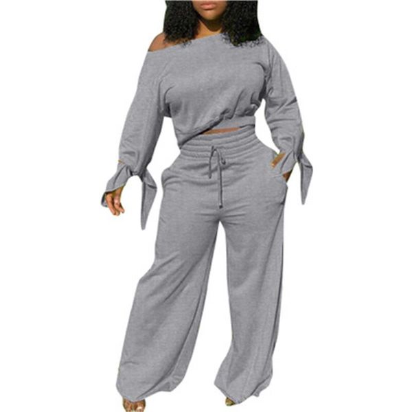 women solid color tracksuits fashion trend long sleeve double cuff knotted sweatshirts wide leg pants sets designer autumn female sport sets, Gray
women solid color tracksuits fashion trend long sleeve double cuff knotted sweatshirts wide leg pants sets designer autumn female sport sets, Gray