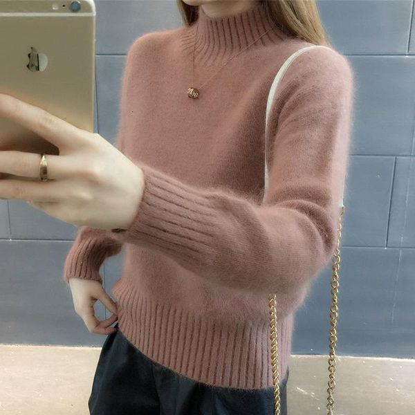 sweater women short turtleneck pullover jumper imitated mink wool sweater languid loose sweter women clothes vestidos lxj9001, White;black
sweater women short turtleneck pullover jumper imitated mink wool sweater languid loose sweter women clothes vestidos lxj9001, White;black