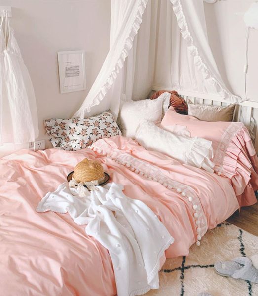 elegant romantic ruffle bedding set girl,full king cotton lovely pink lace home textile bed sheet pillowcase duvet cover1
elegant romantic ruffle bedding set girl,full king cotton lovely pink lace home textile bed sheet pillowcase duvet cover1